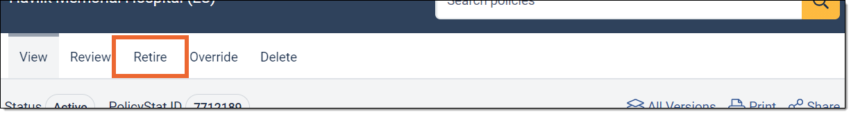 View, Review, Retire, Override, Delete