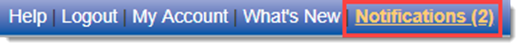 Notifications link with unviewed notifications