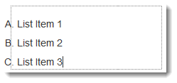 Three list items in an ordered list