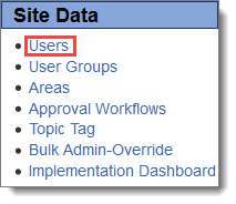 Admin console site data section