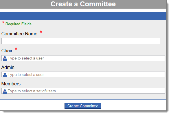 Create committee form with no information added