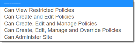 User permission dropdown