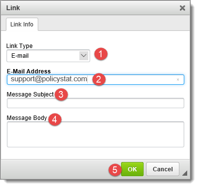 Hyperlink properties menu