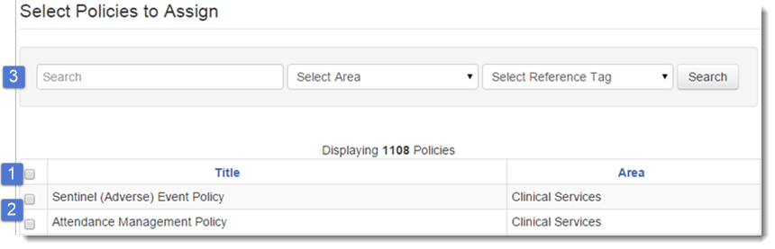 Select Policies to Assign