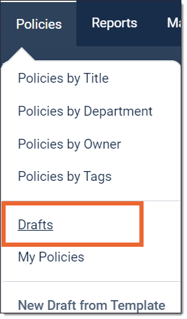 Policies menu dropdown