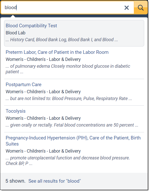 Search suggestions for the term blood