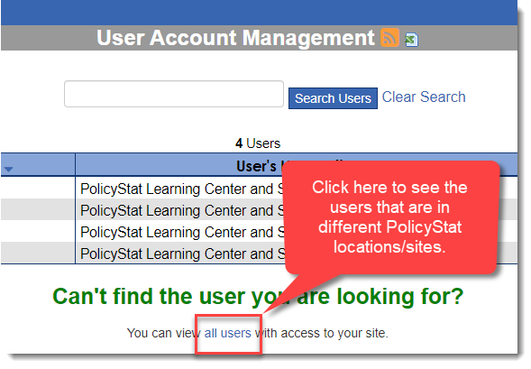 Click here to see the users that are in different PolicyStat locations