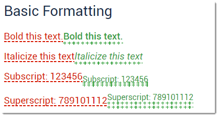 Four lines of text displaying changes