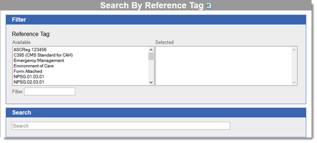 Reference search filter options