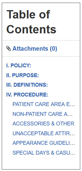 Sample table of contents