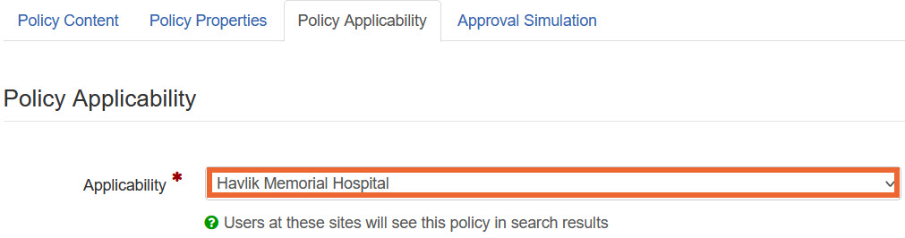 Policy properties section