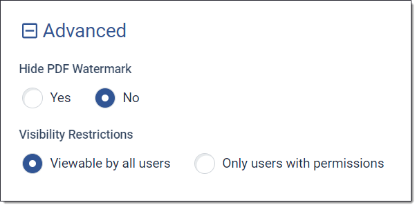 Advanced Properties: Hide PDF Watermark and Visibility Restrictions