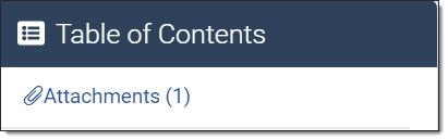 table of contents attachments section