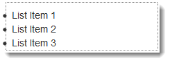 Three list items in an bulleted list