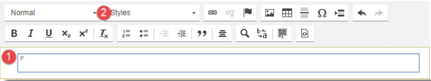 Empty paragraph box and editor toolbar