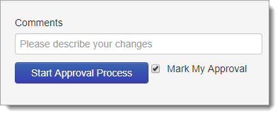Summary of changes field and start approval button