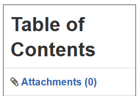 table of contents attachments section