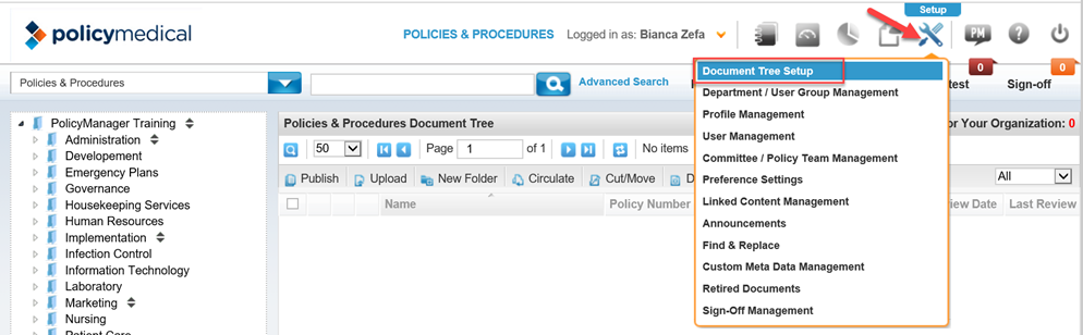 document tree setup