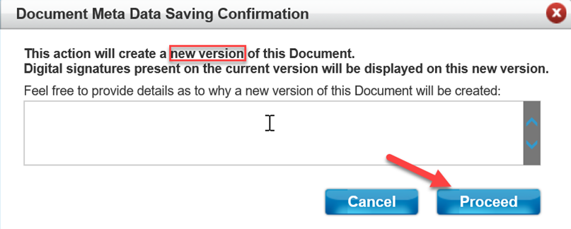 document metadata saving confirmation