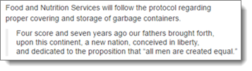 Gettysburg Address with blockquote formatting