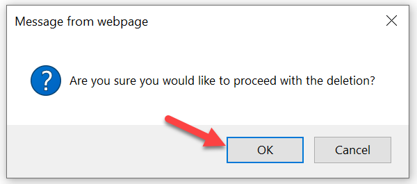 Are you sure you would like to proceed with the deletion?