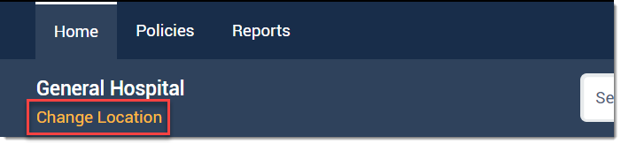 PolicyStat home tab displaying change location
