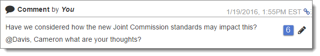 Pencil icon on new comment