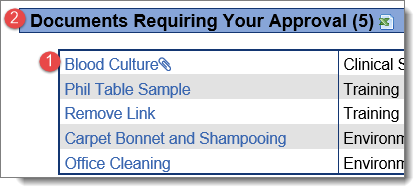 Home page requiring approval report
