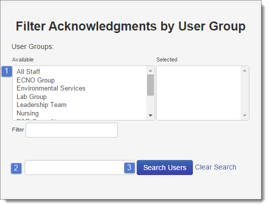 User filter form